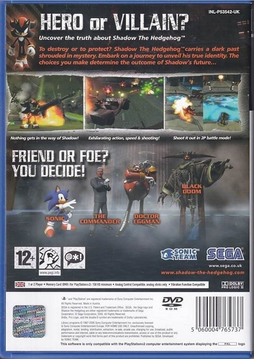 Shadow the Hedgehog - PS2 (B Grade) (Genbrug)